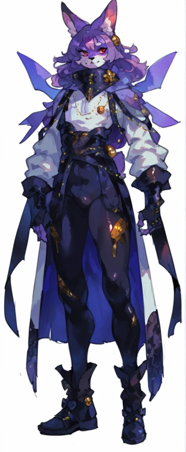 1 women, furry, Antro, fox, antropomorfic , pink eyes, blep, coffeesoda art style, e621, Fantazy adventurer, purple fox femboy, black boddy, purple hair, long hair, purple fur, bunny ears,purple clothing