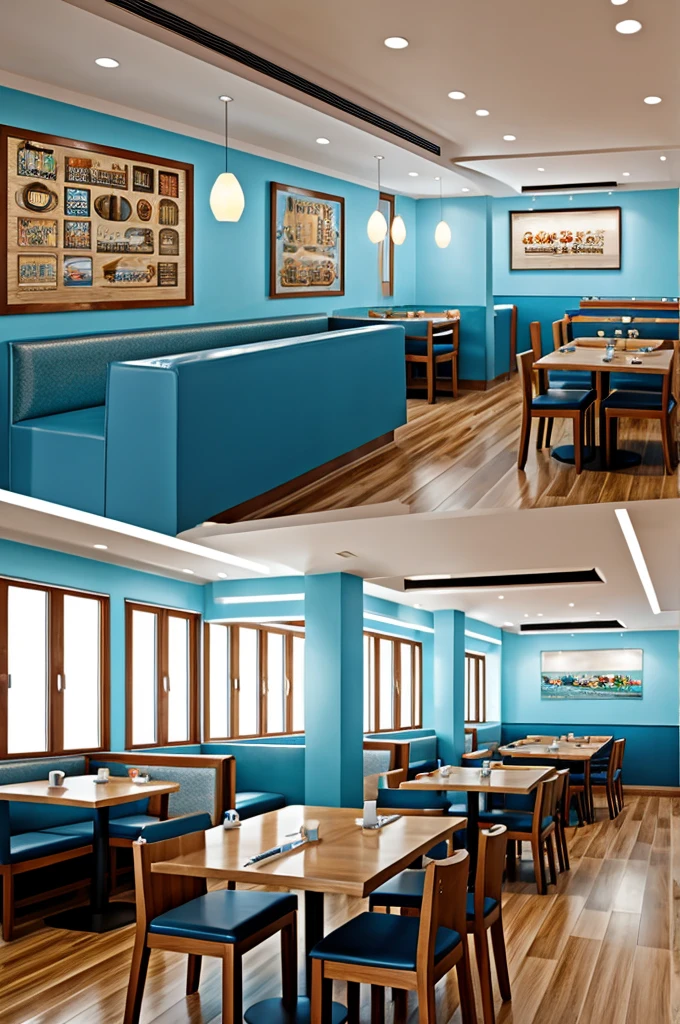 light blue family restaurant design