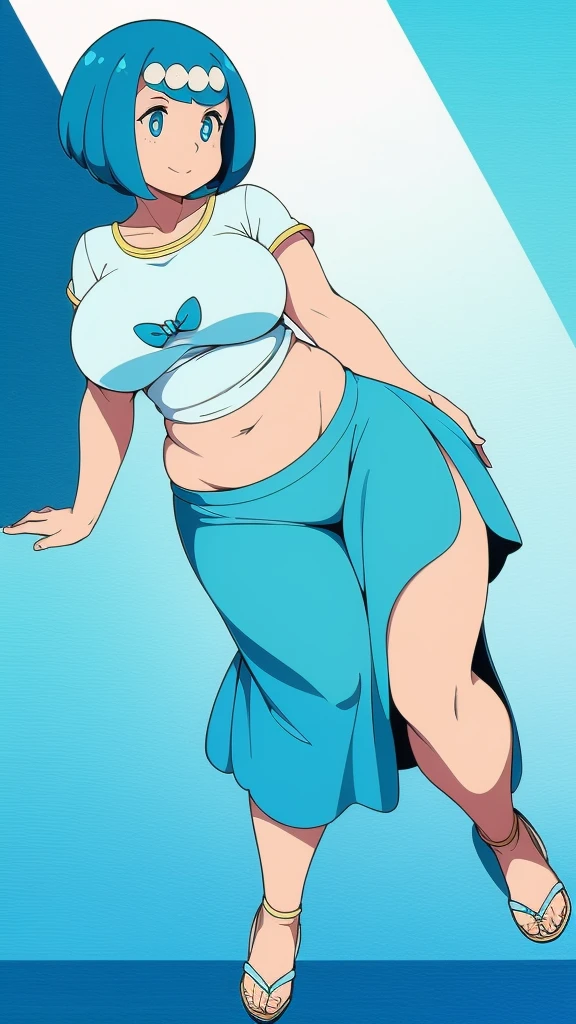 masterpiece, highest quality, High resolution, One girl, solo, sexual intercourse, Pornographic images, short hair, etsukoto, brown Eyes, fine grain, fine grain, (((Thick thighs, Plump thighs, Voluptuous thighs, Thighs alone are enough))), Huge and ample breasts, Cleavage, big long breasts, Naughty big,((big breasts are important))、((Naughty thighs)), L Cup, (thin:1.4),(Tight waist:1.4), (yellow dress:1.4), smile, ((white waist apron)), white panties, (((Simple Background))), ((Wide Hips)), Shiny, Oily skin, Mature mother, Calf, Seductive mature woman, milf, Perfect body, Plus Size Model, curvy, ample, etsukoto, blush, clavicle, retro artstyle, 1990s (style), (thick thighs:1.4), Bare legs, (from side:0.8), full body, feet, nsfw,