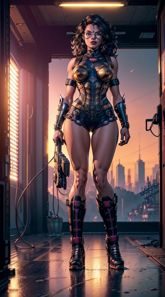 (Best Quality, 4k, Masterpiece :1.3), 1 girl, (vaporpunk), scenery, vaporpunk room engine, repairing engine, gears, teeth, vapor, Boots, mono, dirty face, standing, machinery, oil on the floor, dirty floor, Character focus, (golden hour lighting), ray tracing, Super realistic 8K ULTRA HD HDR photographic cinematic image, magic photography, super detailed, (ultra detailed), (Superior quality, Best Quality, super high quality image, Masterpiece), standard lens,  dramatic lighting, 8k, UHD, intricate detail, (grateeth), integral kinematics, showy, Clave visual, Very detailed, detailed extreme, Hyper realistic, (fondo Very detailed, detailed landscape), delicate details, RAW image, DSLR, 
