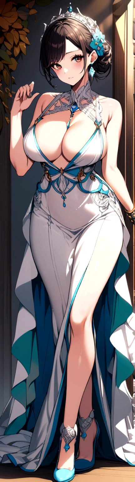 E cup breasts、Cleavage、White knit