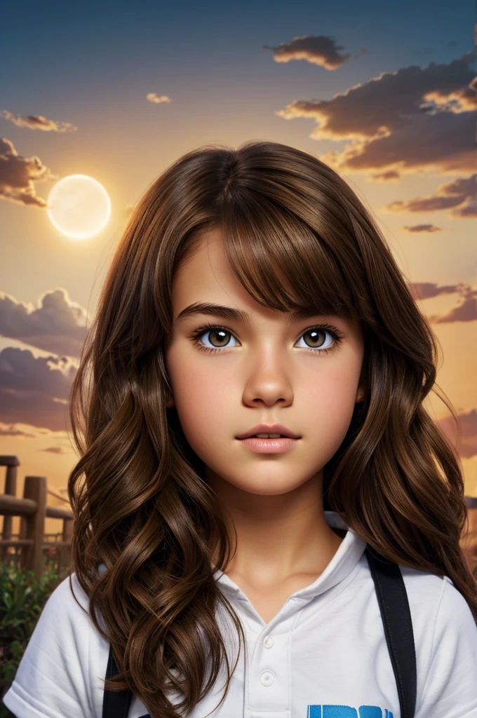 Create Disney Pixar poster of ager with light brown hair, dark brown eyes and white skin