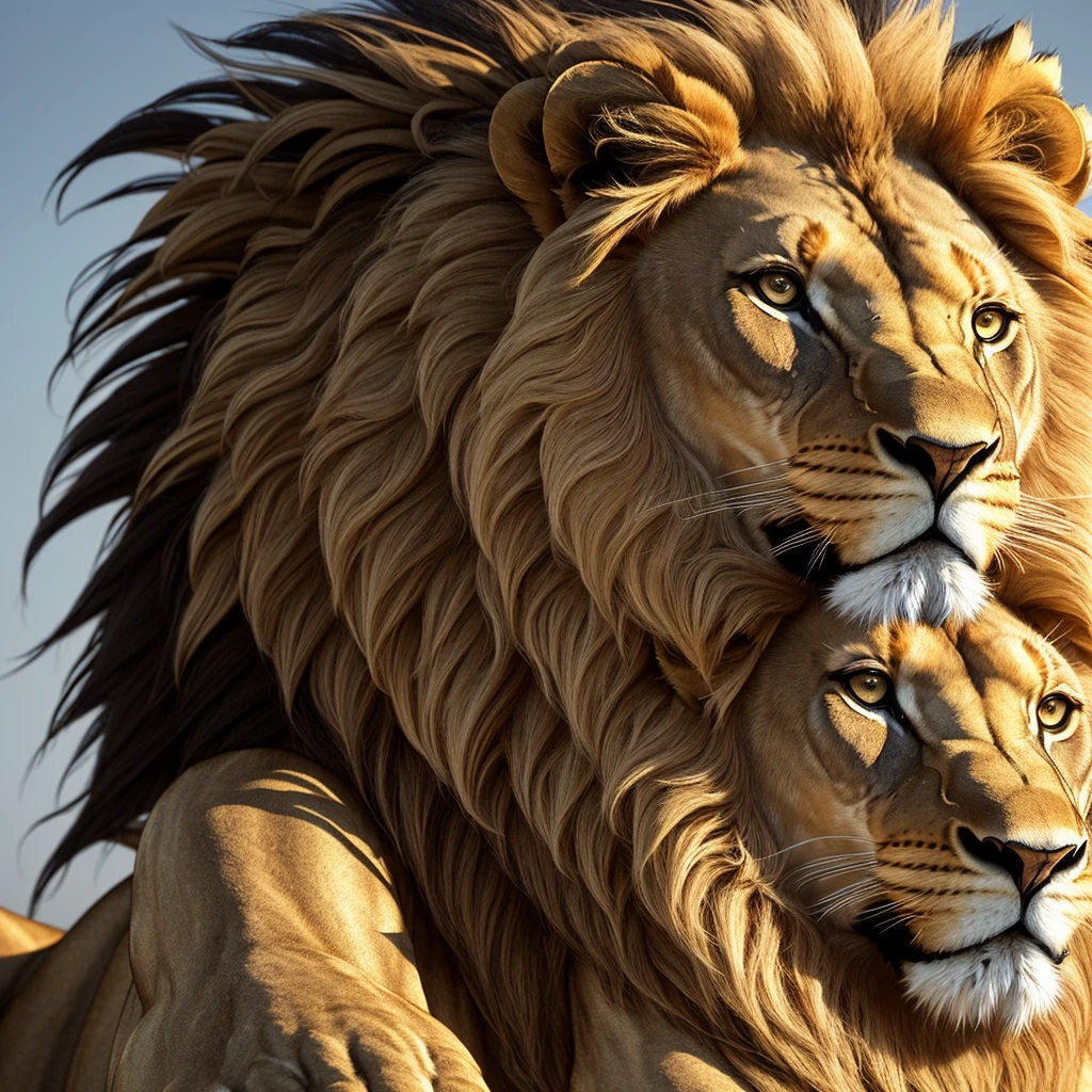 Imagine a visually arresting image of a lion, crafted entirely from gold, exuding an aura of strength and sophistication. This texturized masterpiece captures the lion mid-roar, showcasing a blend of artistry and engineering. Here is a detailed description focusing on the visual and technical aspects:
Lion
Material: The lion is composed entirely of gold. The metalwork is intricately detailed, with each strand of its mane and muscle contour meticulously sculpted to replicate the natural flow and texture of a lion’s fur and physique.
Pose: The lion is depicted mid-roar, with its mouth wide open, revealing sharp, golden teeth. The stance is dynamic, capturing the power and ferocity of the animal in motion.
Eyes: The eyes of the lion are crafted from polished gold, reflecting light in a way that gives them a lifelike glint, adding to the intense expression of the roaring beast.
Texture and Details
Mane: The mane is a complex network of gold strands, each individually shaped and polished to reflect light differently. This creates a shimmering effect that mimics the wild, untamed nature of a lion’s mane.
Body: The body is covered in a series of overlapping gold plates and scales, resembling armor. These plates are etched with fine lines and grooves to simulate the muscle definition and skin texture of a real lion.
Teeth and Claws: The teeth and claws are made from sharpened gold, gleaming with a polished finish. They stand out starkly against the slightly matte finish of the body, emphasizing the lion’s predatory nature.
Reflections and Lighting
Reflections: The gold surface of the lion reflects its surroundings, creating a dynamic interplay of light and shadow. The reflections are not uniform; instead, they vary depending on the angle and curvature of each metal piece, giving the lion a lifelike shimmer.
Lighting: The lighting is dramatic, with strong highlights and deep shadows enhancing the three-dimensionality of the sculpture. Spotlights positioned at various angles