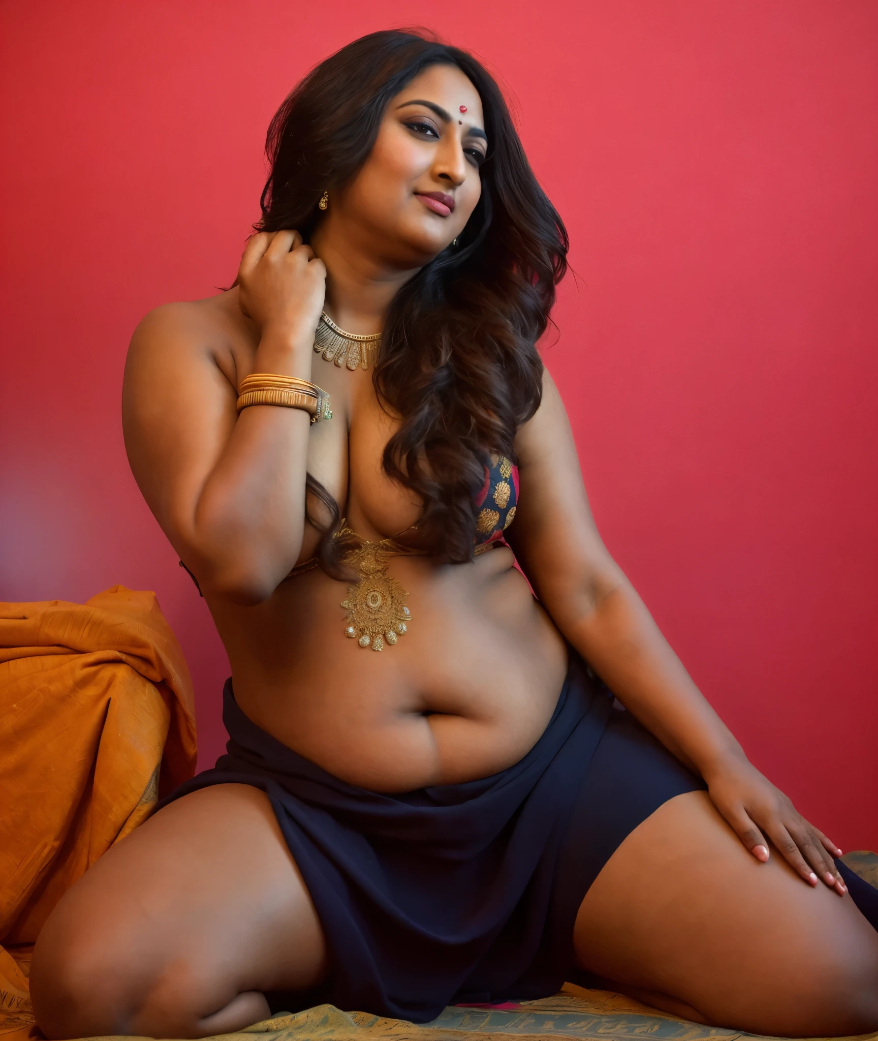 Foto RAW, photorealistic, photography, full body shot, 50 years old Woman, mature aunty, mature big saggy breast, hot Amma, vellamma, desi aunty, mommy, momma, motherly figure, fleshy bulky figure, curvy, Full figured woman, busy housewife, thirsty for young male, hypnotizing eyes, master shot, perfect eyes, goddess like beauty, pierced eyes, perfect thick chubby mallu Desi aunty bhabhi, Wearing a Stanapatta, a chest-band.Saree model, model Photography, Indian saree shoot, Indian traditional wear advertising photography, traditional wear brand shoot, face of Indian actress Sonakshi Sinha, masterpiece, realistic, realism, incredible details,  pleasure, photorealism, detailed skin, skin pores, high contrast, photorealistic Artstation 8k HD digital art trend of high definition and detailed realistic skin texture, ultra detail, realistic skin texture, armature, best quality, ultra high definition, (photorealistic:1.4),, high resolution, detail, raw photo, sweat, Re sharp, by Lee Jefferies Nikon D850 Film Stock Photo 4 Kodak Portra 400 Camera F1.6 Lens Rich Color Ultra Real Realistic Realistic Textures Dramatic Lighting Unreal Engine Trending at Art Station Cinestill 800,(pele altamente detalhada: 1.2), 8k UHD, DSLR, soft-lighting, alta qualidade, grain of film, Fujifilm XT3,she didn't like to wear blouse or bra, she is happy to wear only saree, she hates blouse or bra, detailed hairy armpits, hyper realistic skin, skin pores, sweat, veins,  Dark hairy armpits, sensually appealing figure, goddess of temptation and lust, queen of lust, 