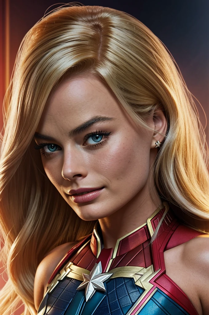 Mix between barbie, margot robbie and captain marvel