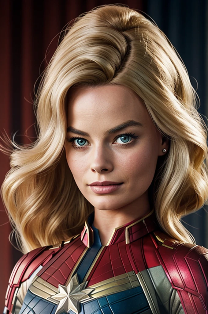 Mix between barbie, margot robbie and captain marvel