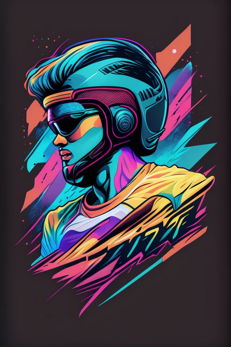 Athlete Volleyball, Graffiti Style, Vibrant Colors, Futuristic, Vector Art, T-Shirt Design, Ball Serve Pose.