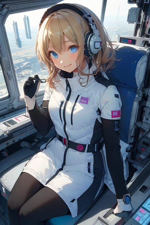 masterpiece, highest quality, high resolution, breasts, 20yo,1 girl,(solo):2,,blonde hair,(inside space station):2,flying:2,floatong:2,zero gravity,wind:1.5,anime lovelive style,

BREAK
headphone,(futurstic tight-fit bodysuit):2,(shiny silver long downvest):100,(northface silver metallic puffy downvest):2,(puffy):2,(black sleeves):5,(black tights):2,(black belt),futuristic boots and gloves,(smartwatch):100,astrovest
BREAK
1 girls, sitting in spacecraft cabin with 4-point seat belt, securely fastened, space station interior, looking out of large windows at Earth below, beautiful eyes, she have aluminum foil pouch,(aluminum foil pouch with plastic viewing window):2, contains nutritious liquid or puree together, smiling and chatting, bright and cheerful expressions, high quality cinematic lighting, detailed textures, sharp focus,blue hair,blue eyes,
