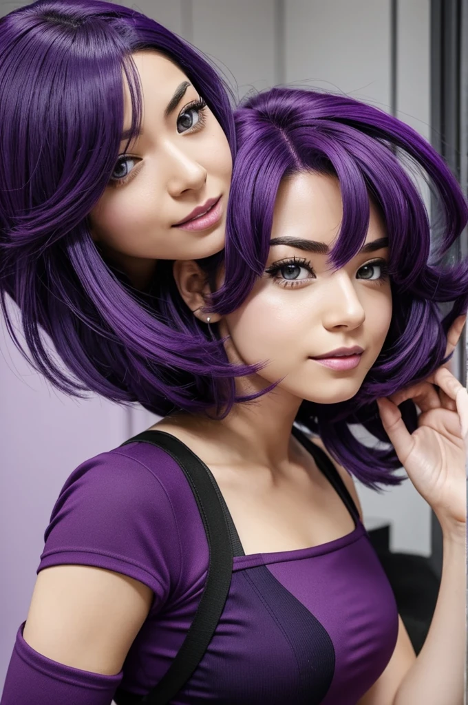 A person from my hero academia with purple hair and who is a woman