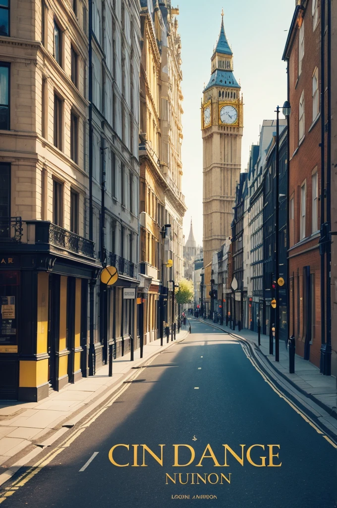 An image for an album cover. The title is The Strange Way I Met Him. It must be very beautiful, use yellow, brown and azure. Maybe some images about London.