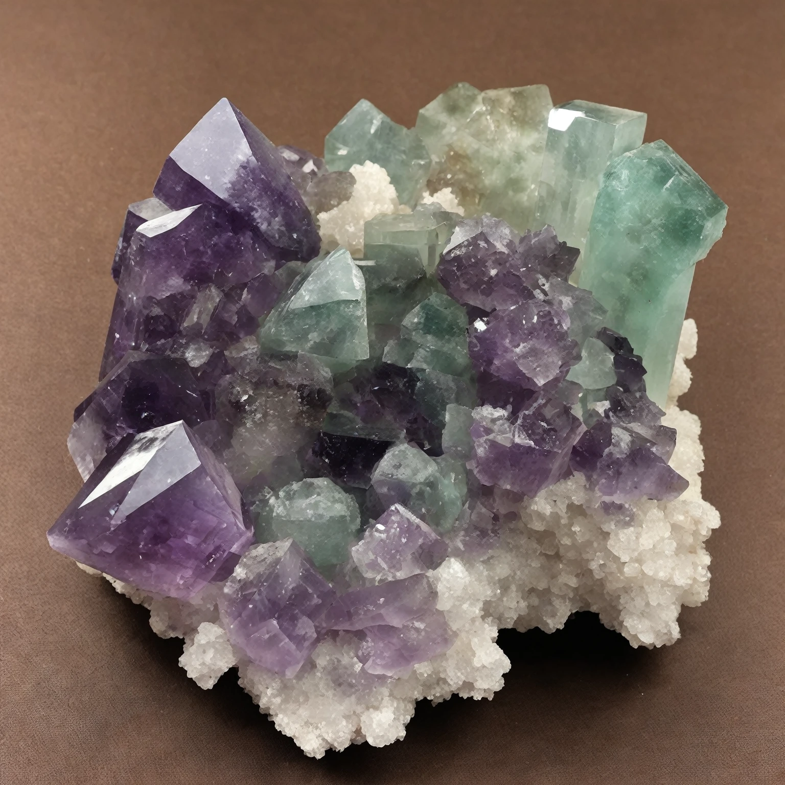 mineral crystal cave，fluorite crystal，crystal，a slight light，calcite crystals
