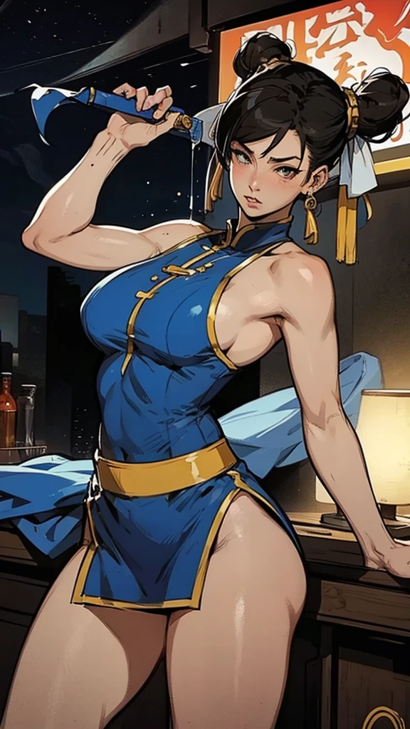 chun li from street fighter dancig at the night club