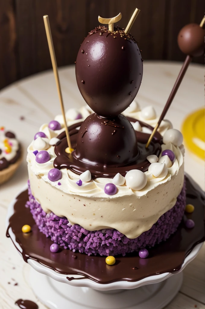 grape skewer covered in chocolate with colorful sprinkles