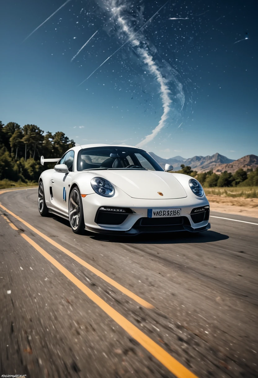 wallpaper, Porsche 911 Turbo S Exclusive Series, from the bottom of the stars the milky way, Masterpiece, gran agular, canon eos, High Definition