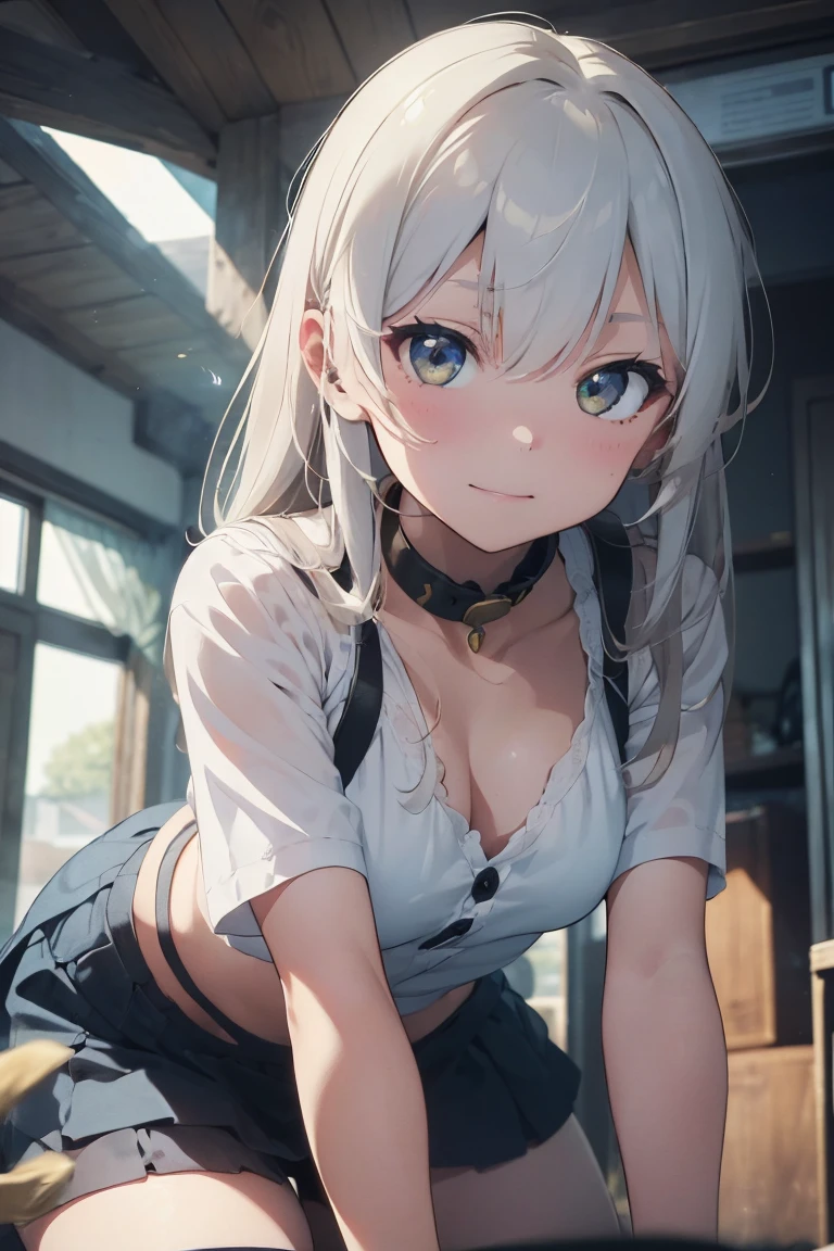 (((masterpiece))), (((Highest quality))), ((Very detailed)), ((Very detailedなイラスト)), ((Ultra-fine painting)), (16K Highest quality wallpaper:1.4), (Detailed and elaborate illustration style,:1.8) Detailed skin texture, High quality fabric, , (T-masterpiece), (Very detailedな顔:1.4), original, RAW Photos, Professional, Intricate details, Very detailed, Direct sunlight:1.6, ,(Cowboy Shot:1.9)、(Perfect Anatomy:1.4), (Extremely elaborate hands:1.2), (Very elaborate fingers:1.2), (Very elaborate fingers先:1.2),, (alone:1.6), (beautiful and adorable cat ears:1.6), (Intricate and delicate cat ears:1.4), (beautiful, Shiny white hair:1.6), (Very fine and delicate white hair:1.4),, (Very detailedな顔:1.4),(Light purple eyes:1.4),(smile:1.4),masterpiece, Goblin Riding, Goblin riding a girl, (On all fours), One Girl, (Magical girl:1.1), (Nose hook), reins, collar, rock, rope, (anklet, rocked ankles, bracelet, rocked wrists, Tied Hands:1.1), Saphir Martha, Blue Hair, Long Hair, blue eyes, Small Beast, Blunt bangs, Horn, Hollow Eyes, Hollow Eyes, Follow, Mind control, Expressionless, emotionless