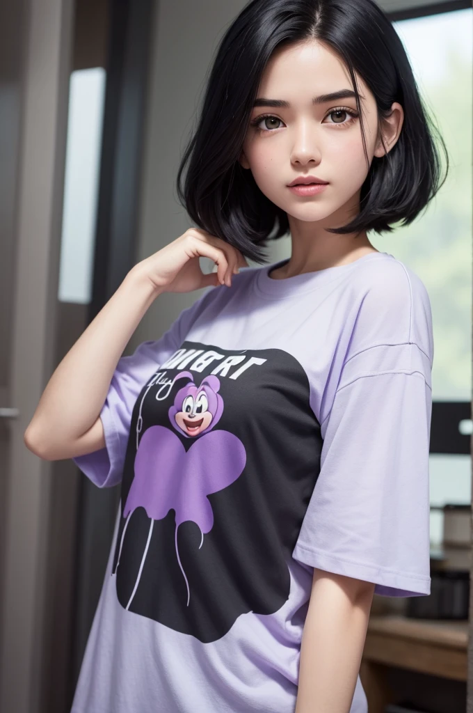 A post from the Disney Pixar films a white black haired girl with purple t-shirt