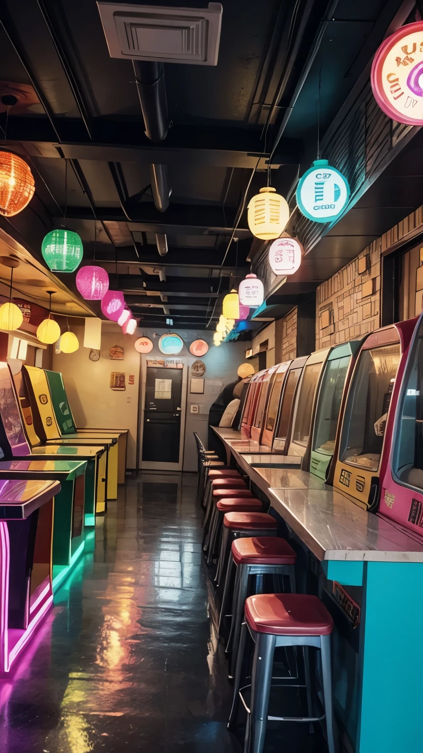 80s and 90s themed pizzeria with arcade
