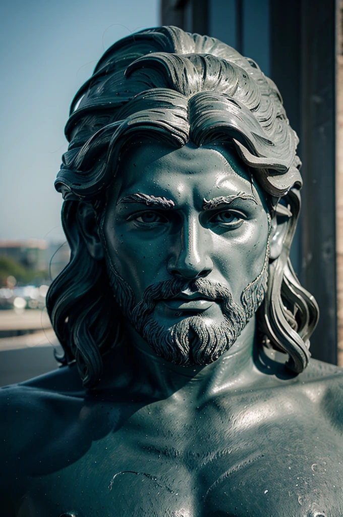 poseidon, tattoo, statue face