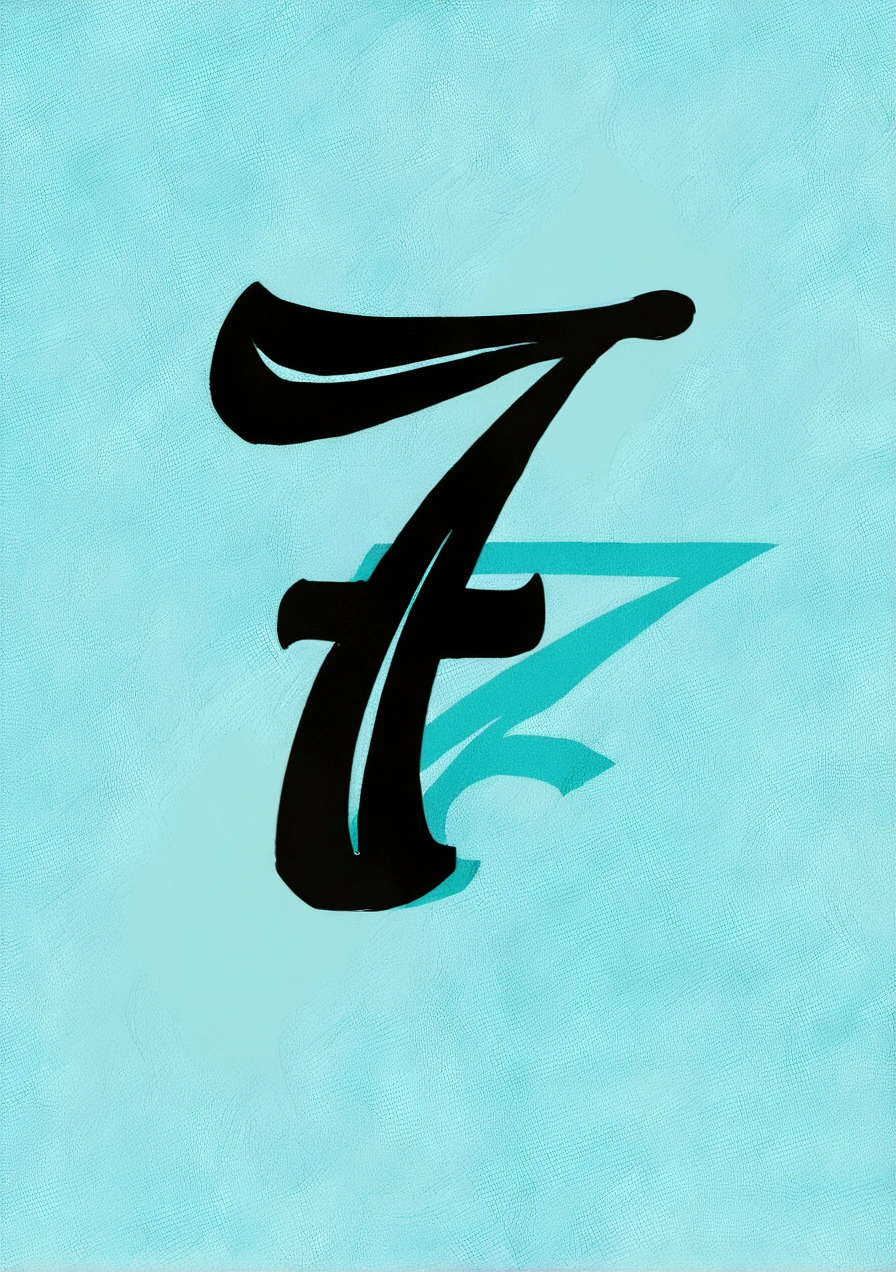 number "7" on fire with a realistic modern writing form