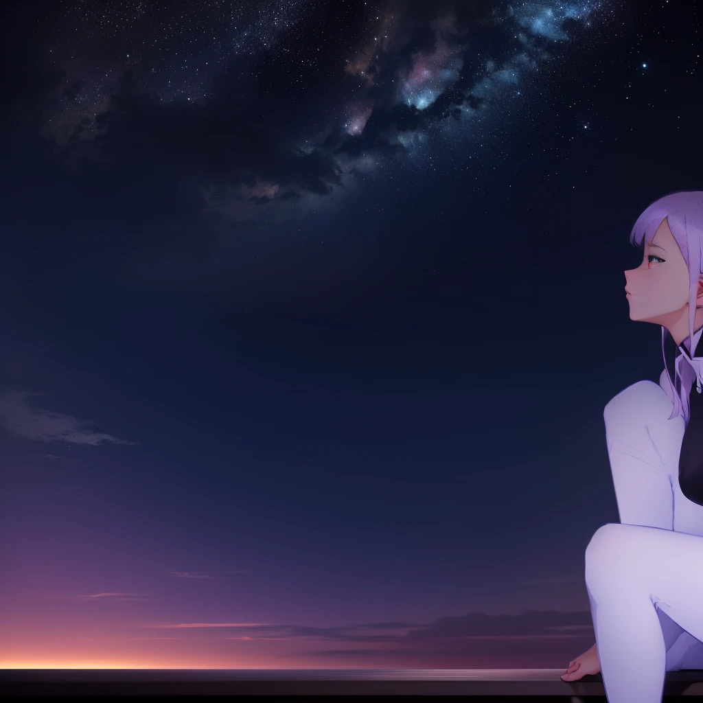 Anime girl sitting on the windowsill looking at the beautiful starry sky, two-dimensional minimalism, best anime 4k konachan wallpapers, 4k comics wallpaper, Anime girl squatting, 2d anime, Anime style 4K, 4K anime wallpaper, anime art wallpaper 8k, anime wallpaper 4k, anime wallpaper 4k, Beautiful anime girl squatting