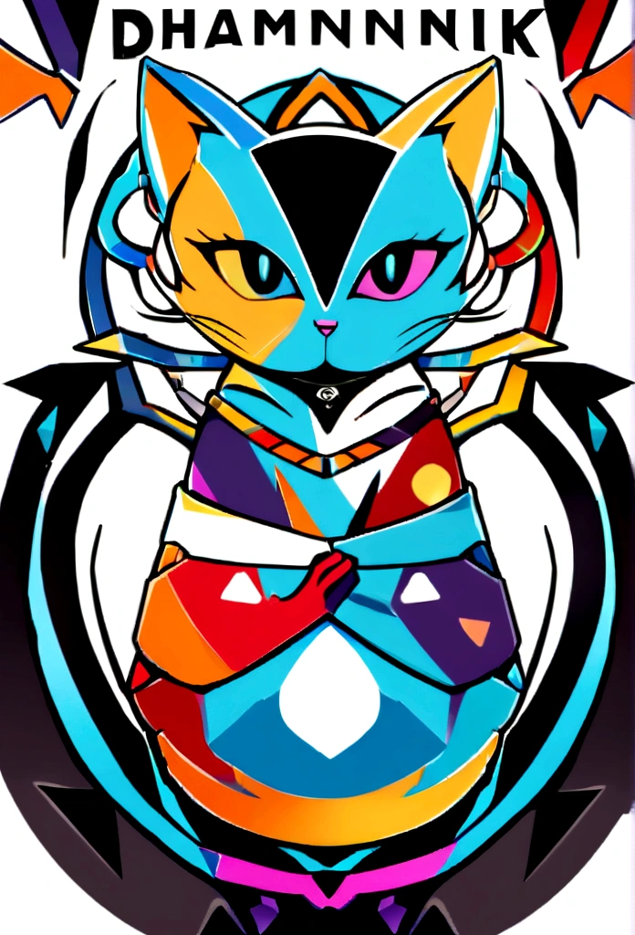 Colorful logo, Cute minimalist illustration of a kitten head, vector image, in front, Magik, Design point, Memorandum of Understanding, monochrome color, Dunkle Magik, colorful spray paint, T-Shirt-Design, Studio Ghibli-Stil, Das Design muss eine vector image sein . Simple, but captivating logo. Focus the design on the cat eye, Capture the uniqueness and charm. The logo should convey a feeling of sophistication and calm. The emphasis on low-poly styling adds a touch of luxury. The overall aesthetic should be simple and stylish, relevant to your brand and logo goals, ((Symmetry)) It is a little lion , diamantpainting-style
