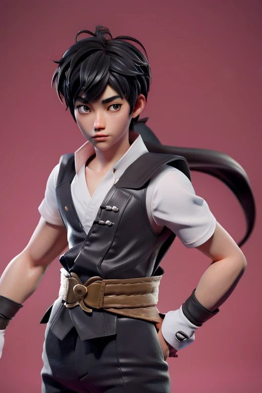 sasuke uchiha, menino masculino, cabelo requintado, Arm representation, sapatos requintados, representation of the eyes, cabelo requintado, Elvish style, caixa cega popmart, textura de argila, pisando na terra, fundo preto e branco, natural  lightting, a maioria de boa qualidade, super detalhe, Arte 3D, c4d, renderizador OC, 3D-rendering, 8k
