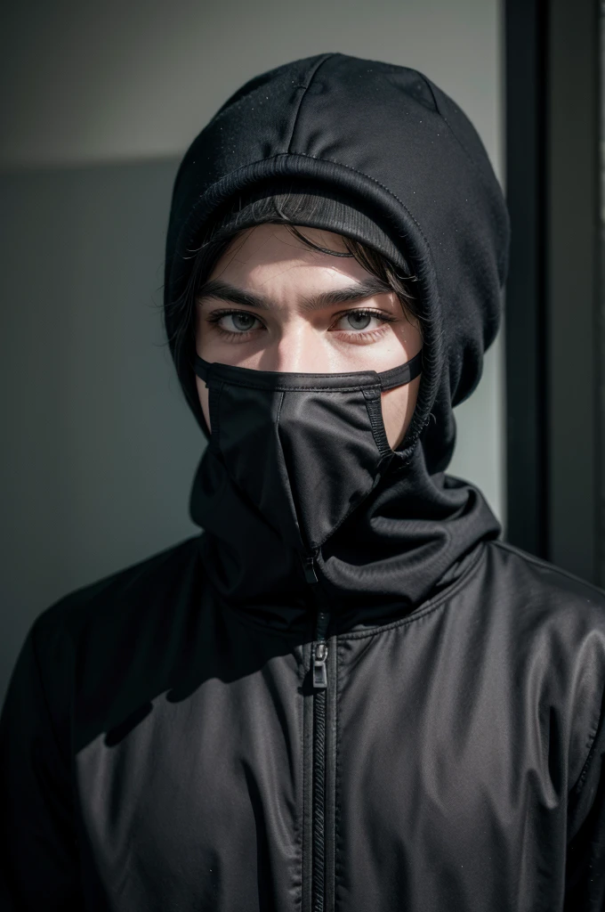 thug with balaclava and intimidating posture