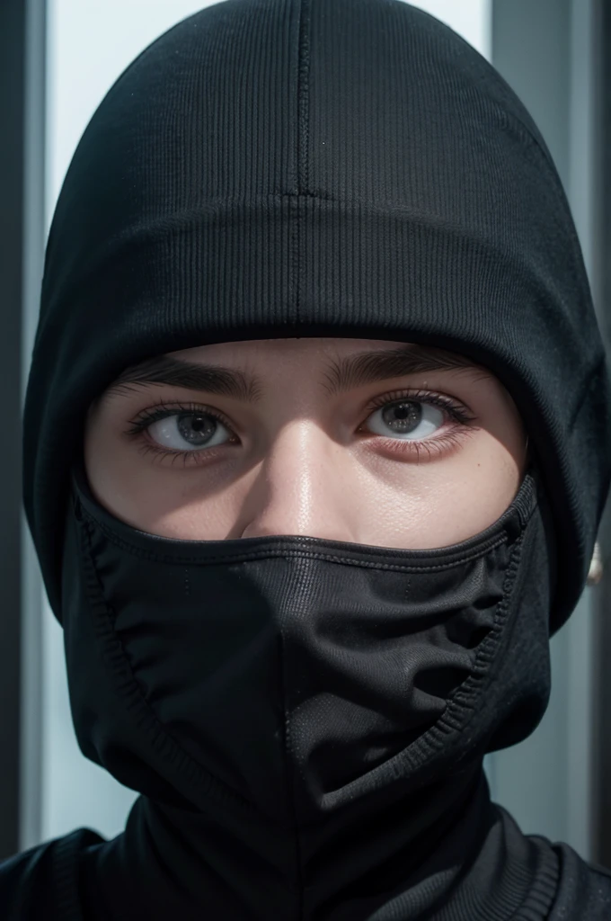 thug with balaclava and intimidating posture