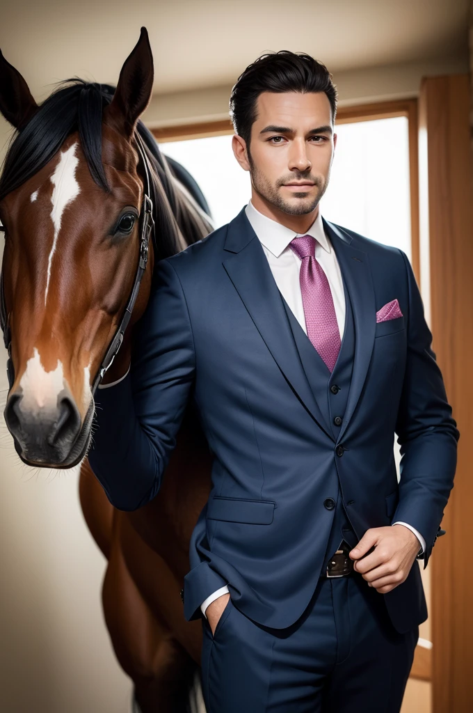 Make a picture of a horse with a suit, just the horse, nothing else