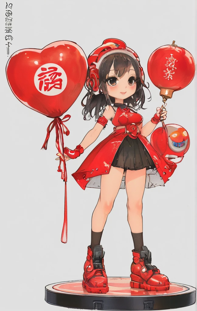 On a bright red campus"YES"Character、[(white background:1.4)::5],(chibi:1.3),bottle bottom,lampstand,pedestal,platform,(fine food:1.8)