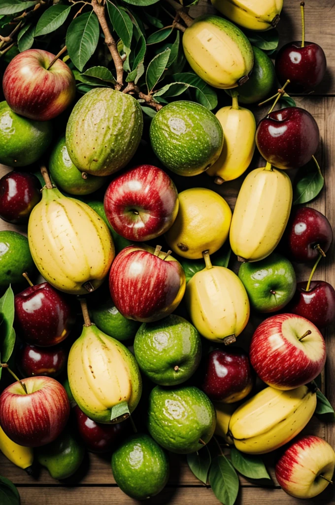 I want characters that are an avocado, a banana, a cherry, a lemon and bad guys are an apple and a grape.