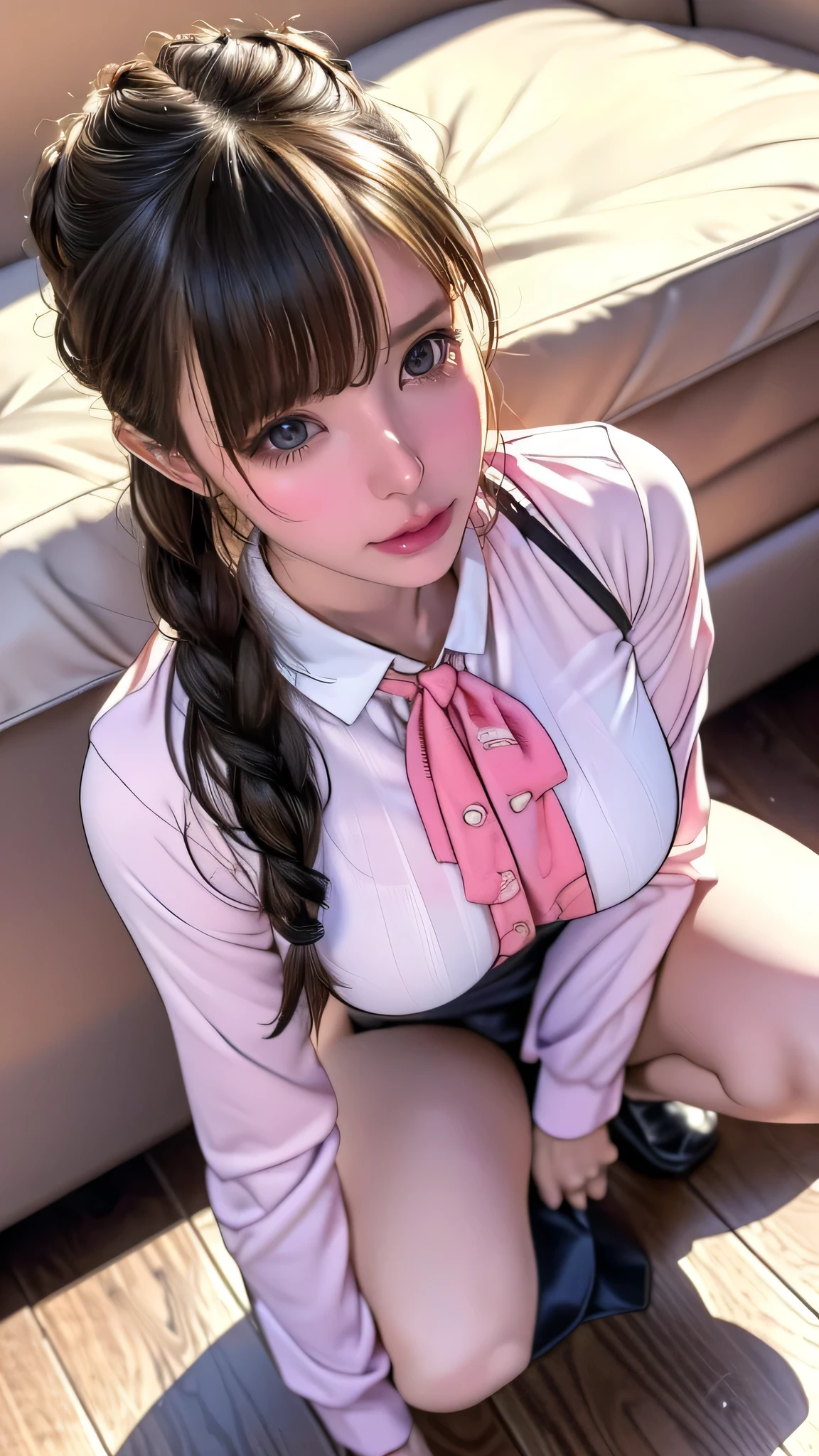 squatting,open legs,(random porn pose),(random cute uniform),(random hairstyle),(Thin type:1.5),(large breasts),(Highest image quality,(8K), Ultra-realistic, Best Quality, High quality, High Definition, high quality texture, high detailing, Beautiful detailed, fine detailed, extremely details CG, Detailed texture, realistic representation of face, masterpiece, presence)