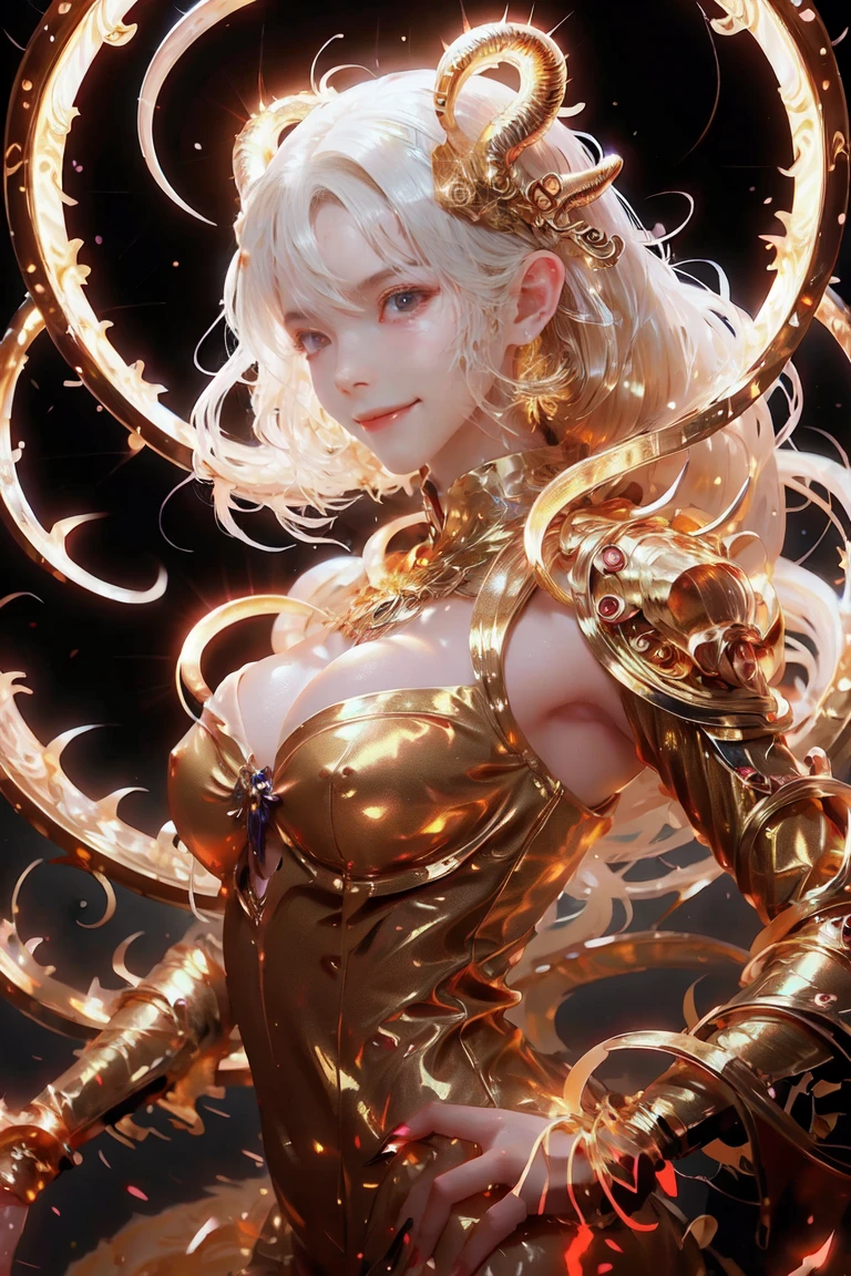anime with long hair and dress sexy pose sensual big golden dragon, 4K anime art wallpaper, 8K anime art wallpaper, anime fantasy artwork, 4k fantasy artwork, 坏蛋动漫8 K, epic anime art, detailed art of onmyoji, anime fantasy illustration, inspired by Naomi, 4K anime-style, gold accents