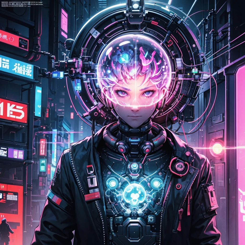 drawing of a brain inside a machine, cyberpunk art, pixiv, nuclear art, science magazine cover, taking mind-altering drugs, metacentrist propaganda, digital rendering, bubble head, human/tank hybrid, the 5th element, blank , year 2 0 4 0, glass cyborg, synthwave image