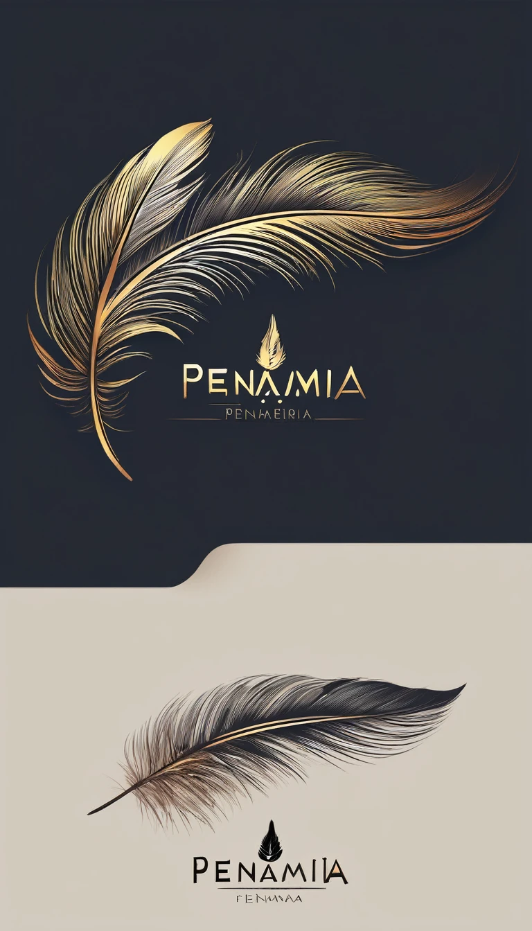 Create a minimal, modern, simple, inspirational, memorable, dream like logo design of a boy and a feather for the brand “Penamemoria".