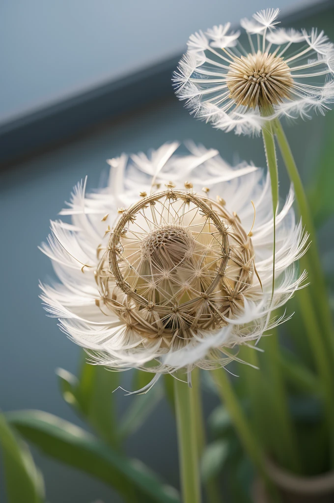 Realistic drawing of a dandelion flower intertwined with the infinity symbol.
