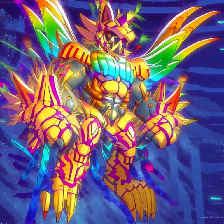 (masterpiece. official art. 8k. best quality. detailed full body. full body.)

(situation 1 : dominating The Phoenix Wolf. The Phoenix Wolf is over 1000 meters long. focus GIANT mechanical Muscular The Phoenix Wolf is trampling the car. Looking down.)

(situation 2 :smoke and flames rising from the destruction in the city)

(Additional details 1: Wearing golden Armor. Cape. Helmet. real texture material. whole body shines like metal. emphasizes the muscles. suit fully made of metal. Robotic suit. no face.).

(Additional details 1.5: The arms are golden. The lower half of the body is golden. The wolf-shaped helmet has sharp fangs. The whole body is golden. The chest area is also golden. There is a ring above the head.).

(Additional details 2: Detailed head. Detailed Body. Detailed abs. gigantic muscles. HYPER MUSCLES. Gigachad Muscular. big muscle. pecs. triceps. traps. unusually developed muscular body. body full of huge muscles. showing off muscles. pectorales enormes. Exaggeratedly huge muscles. huge muscles. long legs.).

(Additional details 3: Spread wings. It has wings. The claws are sharp. Sharp teeth.). He is laughing defiantly. The claws are sharp. Sharp teeth.). 

(Additional details 3.5 : nj5furry,  He is laughing defiantly. medieval armor.). 

(Additional details 4: golden dick, golden cock, golden hyper ?????. hyper golden penis. big penis)

Armored Flazzard