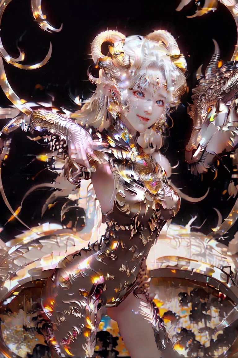 golden dragon humanoid sexy girl, movement pose