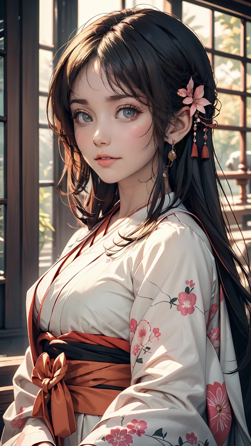 (Highest quality, 8K, masterpiece: 1.3)), (1 person: 1.4), 1 personの女の子, Japanese women, goddess, , Portrait Photography, High Contrast, God's Perspective, Aperture F1.2, Focal length 24mm, (whole body: 1.2), smile, Photo pose, Quality lace, Slip dress, Simple Cut dress, Branded Dresses, Simple Cut, Long black hair, Tying up hair, Highly detailed skin details, Detailed fabric texture