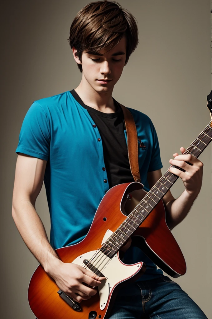 Generate the artist "BoyWithUke" with an electric guitar in hand