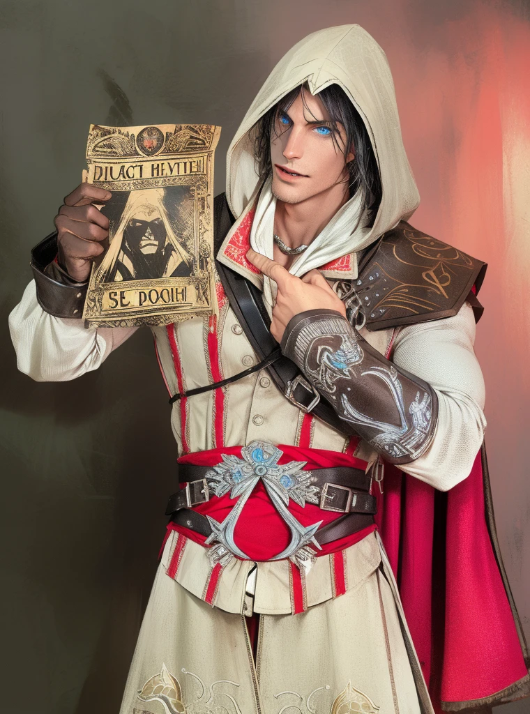 (absurdrez, ah high, ultradetailed), 1 men, grown, comely, serious eyes, scary look, Sexy Eyes, tall and muscular guy, broadshouldered, Finely detailed blue eyes, white hair color, Phantasy, complex drawing, face detailed, Tron, magic effect, The best ratio of four fingers and a thumb, Glace, extreme cold, cooling, he used to smile, (dutch angle), cloused mouth