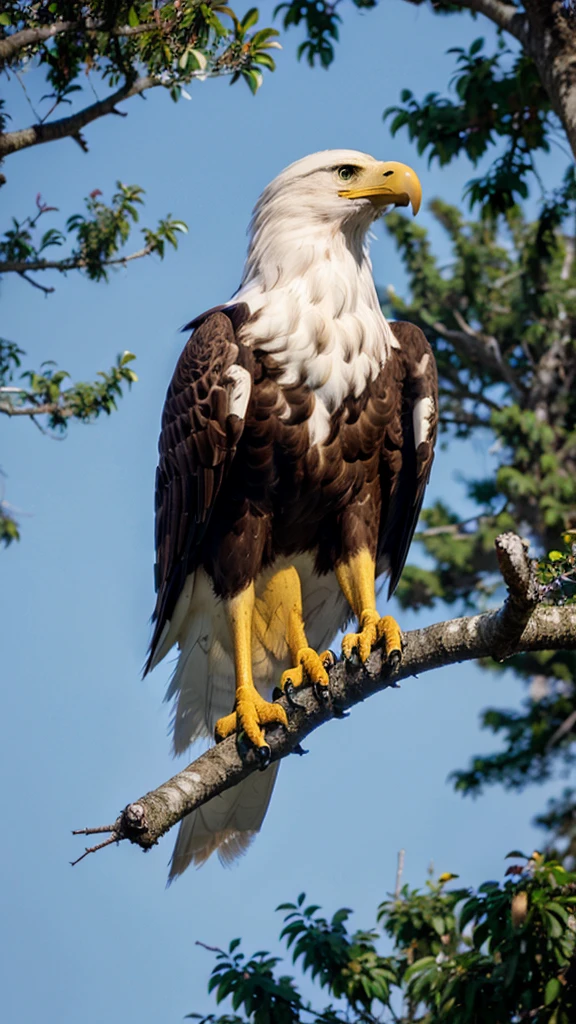 An eagle, Standing in a tree,