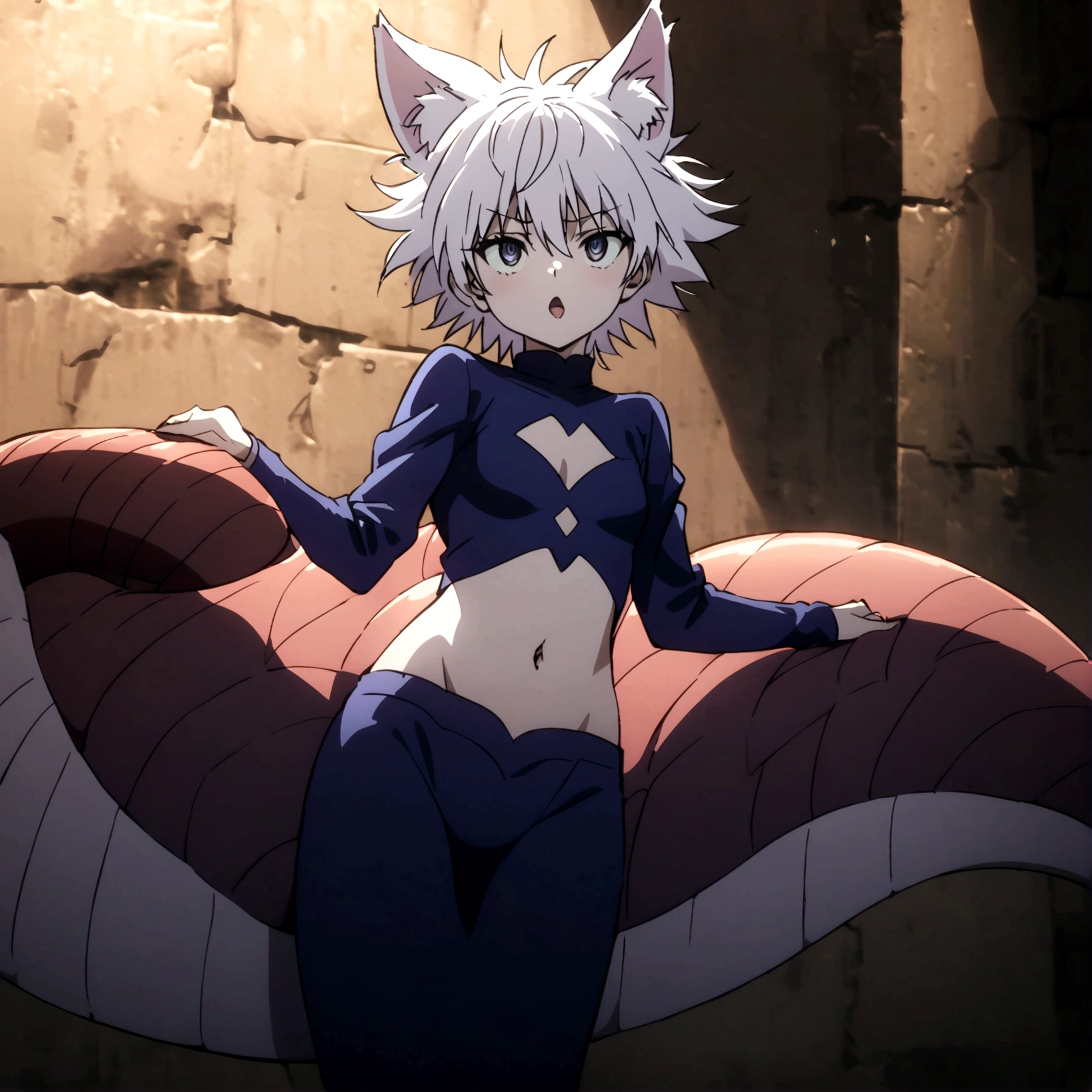 killua ahegao nipple lactating crop top horsecock cumming lamia body