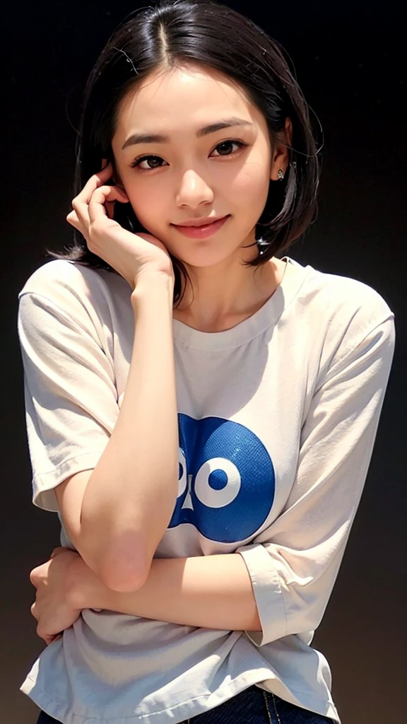 (1 woman:1.99)、(Wide forehead、Very short hair、Very small amount of hair、Forehead、Fuji frame:1.1)、Very sunburned、Gal、、Naughty、Happy expression、満面のsmile、Weakness、I feel very comfortable alone、(School Shirt),((Very sleepy、Improves skin texture,smile、Narrow eyes、Very weak eyesight、Very weak eyeliner、Half-closed eyes、I know the shape of your head、Oval Face))、(slicked back hair:1.25)、Photographic, Raw photo, Mastepiece, Highly detailed photos, Digital SLR, Photo-realistic 1.4, Super hello nothing, Best Quality,(standing、tilting your head、whole body:1.7)