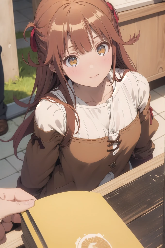 masterpiece, best quality,ultra detail,<lora:GoodHands-vanilla:0.7>,,girl, ,raphtalia,bangs,long_hair,brown_hair,animal_ears,raccoon_girl,raccoon_ears,hair_between_eyes,animal_ear_fluff,,long_sleeves,racoon_tail,tail <lora:raphtalia:0.7>,fantasy bar,table,food,eating,happy,open mouth