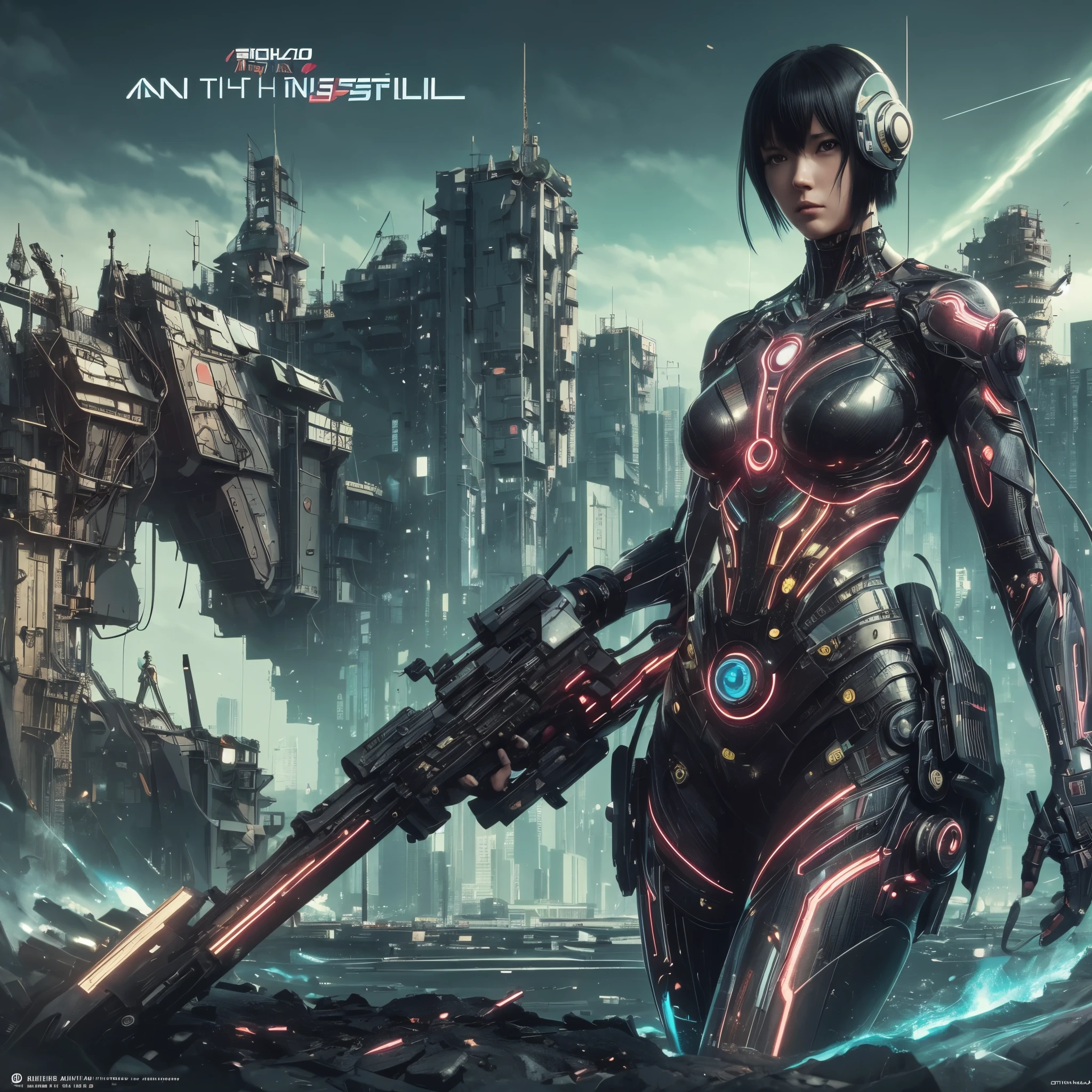 ghost in the shell in the style of 90's vintage anime, robotics, scifi, futuristic, surrealism, akira style, advance suit, detailed line art, fine details, greg rutkowski makoto shinkai kyoto animation key art feminine eye-level shot