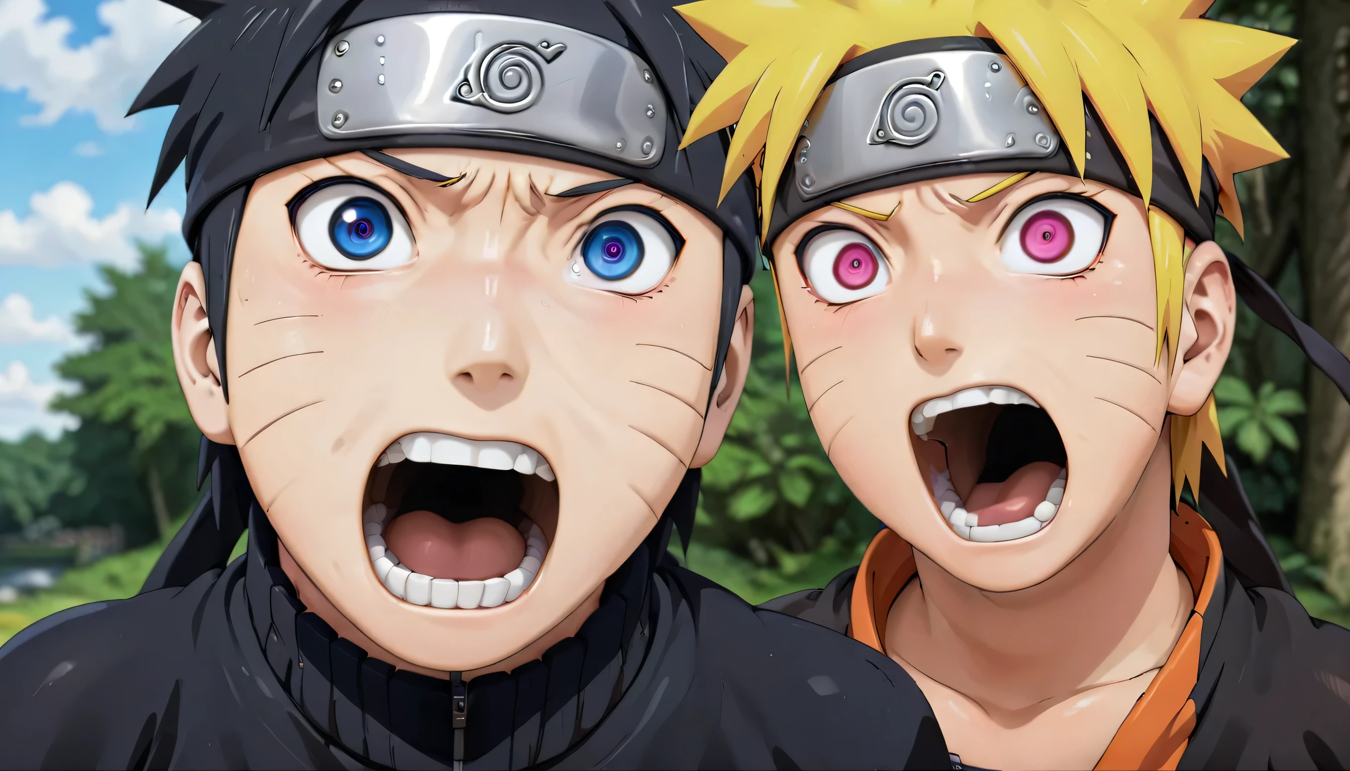 PEOPShockedFace, eyes popping out, shocked face, mouth open,
Naruto,
masterpiece, high resolution, octance 4k, high detail,