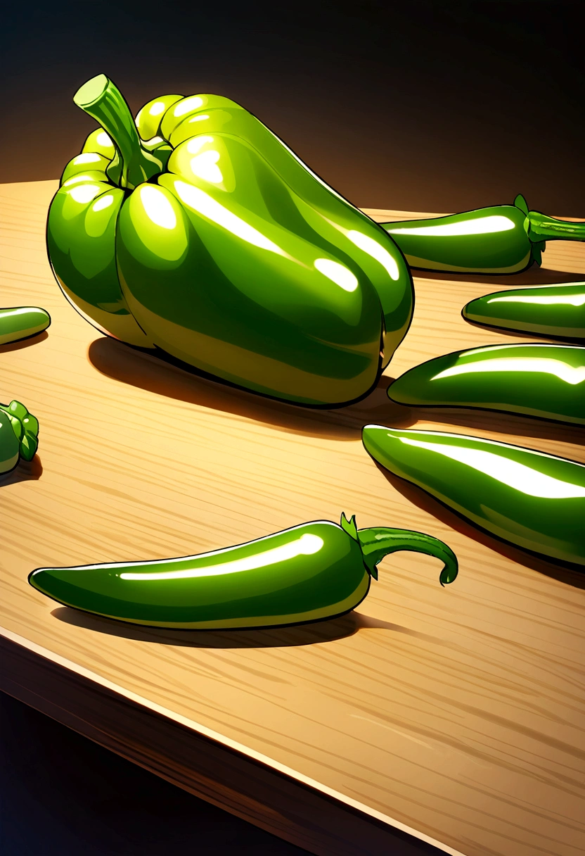 Green pepper on table