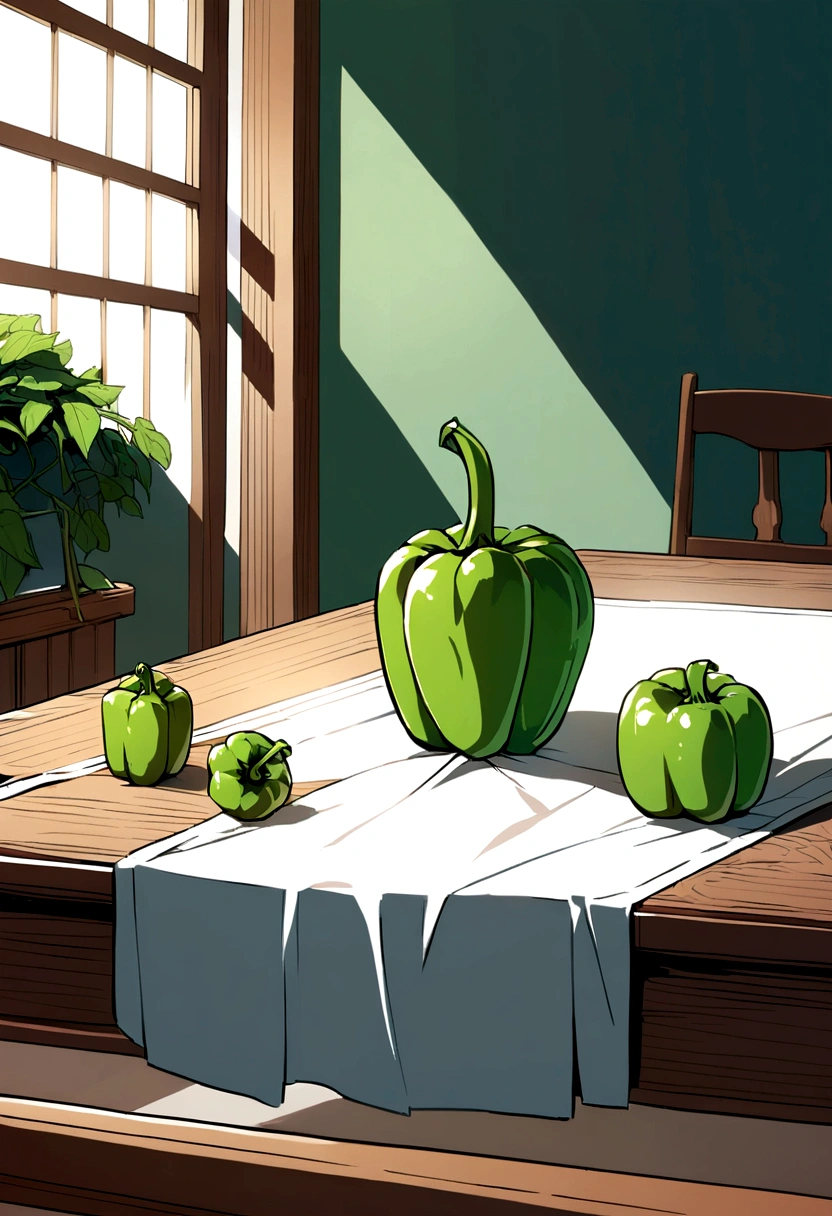 Green Bell pepper on table