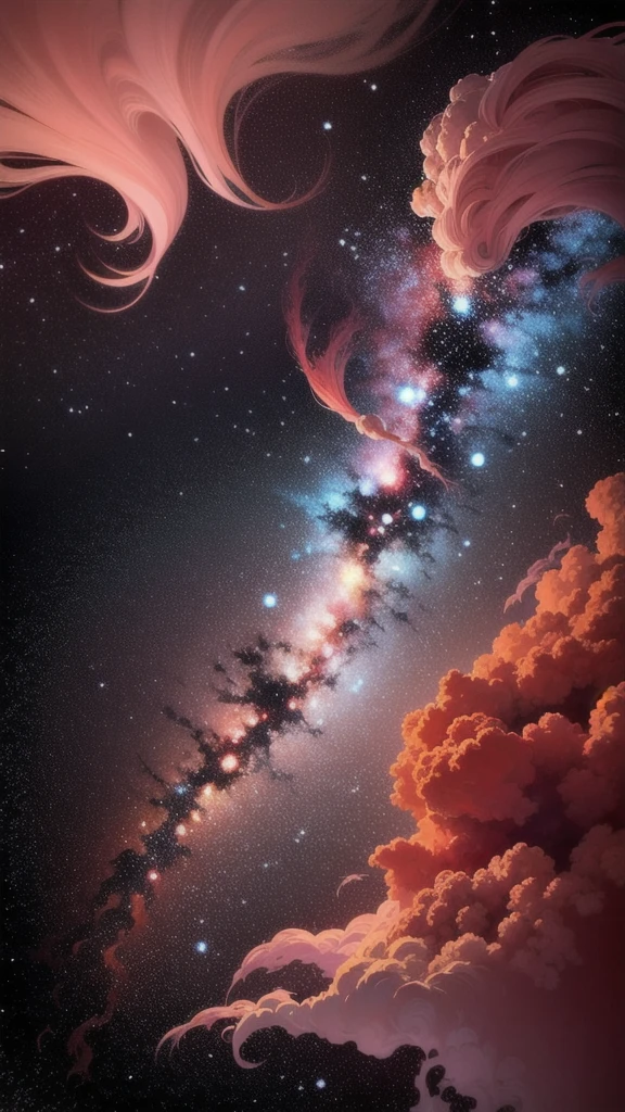 (Red Cloud:1.4), universe, nebula, Star Cluster, Milky Way, Starry Sky,(Giant Eyes) 